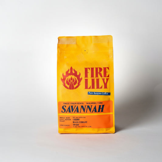 Fire Lily Savannah coffee bag on a white background